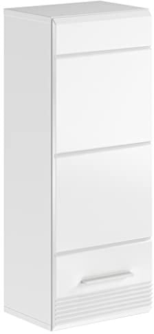 Newroom Hängeschrank Weiß Hochglanz Badschrank Modern - 30x77x23 cm (BxHxT) - Wandschrank Badezimmermöbel - [Floyd.Four] Bad Badezimmer