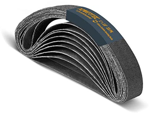 POWERTEC 46003 1 x 18 Inch Sanding Belts, 3 Each of 120/240/400/600/800/1000 Grits, 18PK, Silicon Carbide Assorted Knife Sharpening Belt Kit for Work Sharp WSSAKO81112 Blade Grinder Attachment