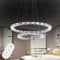 LZQ LED Moderne Kristall Kronleuchter Dimmbar Pendelleuchte Kreative Hängelampe, 2 Ringe Einstellbare Deckenleuchte Kronleuchter für Wohnzimmer Esszimmer (Dimmbar mit Fernsteuerung, 48W)