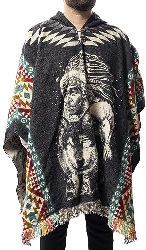 Gamboa Ecuadorianischer Alpaka Wolle Poncho Herren Ponchos Kapuze Cape Pancho Männer Mexikanischer Wollponcho Winter