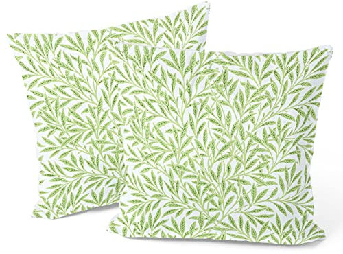 Berkin Arts Dekorative Blumen Flower Floral Kunst Art Quadrat Kissenhülle 2er Set Kissenbezug 45x45cm Zierkissenbezüge Sofakissen DekokissenWeich Grün Für Couch (William Morris-Weide)