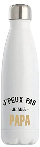Gourde Isotherme Papa J'peux pas | Bouteille Thermos 50 cl en acier inoxydable réutilisable écologique pour cadeau famille original et drôle