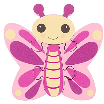 Butterfly Mini Wooden Puzzles - My First Puzzles, Jigsaw Puzzle Games with Spring Animals - Educational Toys For 1 Year Old + Toddler, Montessori Early Development & Activity Toys by Orange Tree Toys