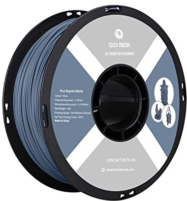 QIDI TECH Matte PLA Rapido Filament 1.75mm, PLA Matte 3D Drucker Filament 1kg Spule (2.2lbs), Geeignet für Hochgeschwindigkeitsdruck, 3D Druck Filament Fit die meisten FDM 3D Drucker, Matte Marine