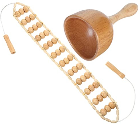 Healifty 2 in 1 WoodTherapy Massage Tools, LymphaticDrainage Massager Maderoterapia Kit, Body Gua Sha, Roller, Rope Massage Tools for Relaxing