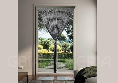 Tenda a Perline in PVC Antimosche per Finestra e Porta Finestra mis.140x230cm (Nero)