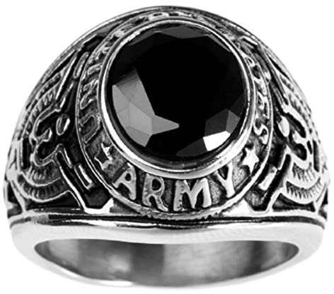 Ring aus Titanstahlguss, Gedenkring, United States Army Ring, 13, Schwarz