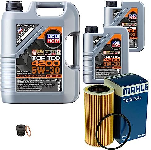 Inspektionspaket Wartungspaket Filterset mit 7 L Motoröl Top Tec 4200 5W-30, Ölfilter, Verschlussschraube