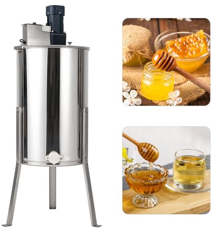 BJTDLLX Deluxe Honigschleuder Elektrischer Edelstahl Bienenschleuder Imkereiausrüstung 3 Rahmen Professionelle Honey Extractor mit Standfüßen