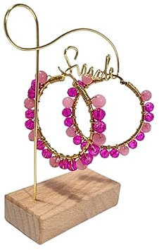 Aretes de cristales,bisuteria fina,para ocasiones especiales, Boda,Cena, regalos,cristales,Eventos,Cumpleaños,regalo para navidad, joya de dama. (L, Fucsia con Cuarzo Rosa)
