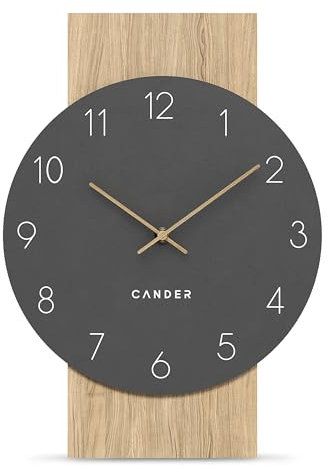 Cander Berlin MNU 2630 B Wanduhr lautlos 41 cm ohne Tickgeräusche Wohnzimmer modern Vintage grau Holzzeiger