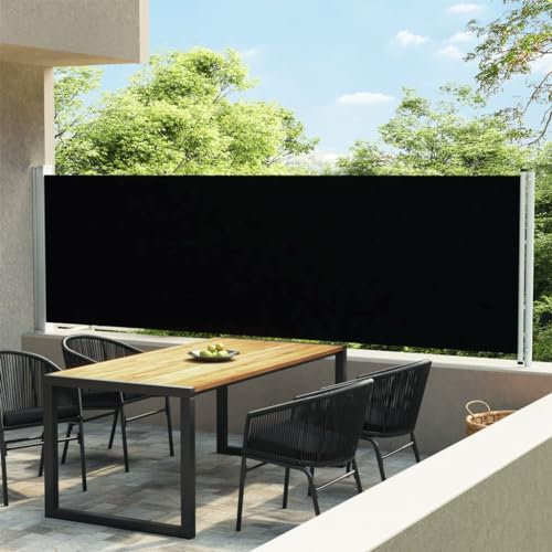 Terrassenmarkise Seitenmarkise 140x600 cm Schwarz