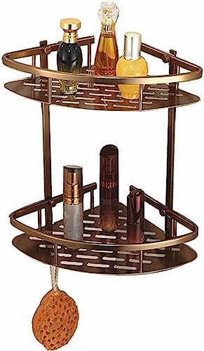 Wall Mounted Shower Shelf Wall Antique Bronze Bathroom Triangle Shelves Dual Tier Corner Aluminum Shelf Shower Basket Etagere Mural Shower Caddy