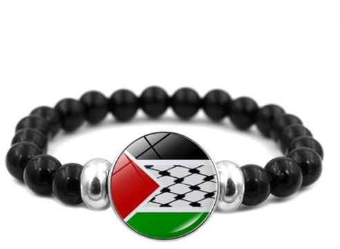 FENOHREFE Bracelet vintage en perles tissées multicouches avec drapeau de la Palestine, accessoires de bijoux, chaîne réglable pour femme, Verre