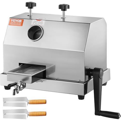 VEVOR Exprimidor de caña de azúcar comercial, 50 kg/h Máquina de exprimidor de caña de azúcar de alto rendimiento con 3 rodillos de acero inoxidable, Entrada grande de 2,4 pulgadas, Exprimidor manual