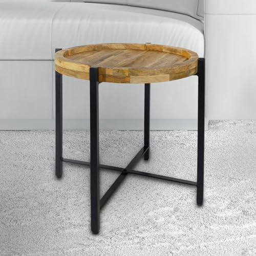 Couchtisch Sioux ø45cm Beistelltisch Wohnzimmer Tisch rund Metall Farbe Tabacco - schwarz