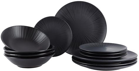 Tafelservice, 12 Stück, Speiseteller, 26 cm, Suppenteller, 20 cm, Dessertteller 19 cm, Moods San Ignacio