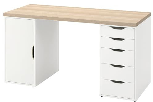 Generisch ALEX/LAGKAPTEN Schreibtisch, 140x60 cm, weiß gebeizt/Eichenoptik weiß