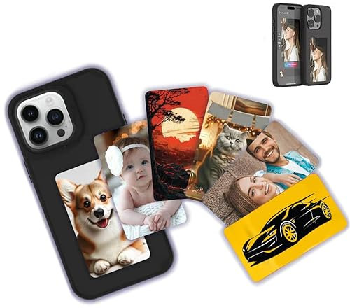 ocslides AI Projector Case, Eink Phone Case, NFC Smart Ink Screen Phone Case with AI for iPhone Series Protection Ink Display Image On Full Colours (7.68 x 3.94 x 0.99 inches) Black