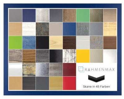 RahmenMax Skane Bilderrahmen Posterrahmen Puzzlerahmen 60x80 cm Blau Ozeanblau Marineblau 80x60 cm mit weisser Rückwand und klarem Acrylglas