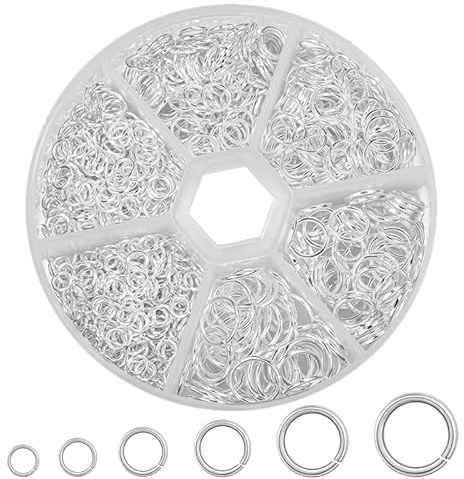 Youery 970 Stück Silberner Biegering, Schmuck Reparatur Ringe Metall Kettenringe Edelstahl Biegeringe Spaltringe（4 mm,5 mm,9 mm,7 mm,8 mm,10 mm）Binderinge für Halsketten Armband DIY Schmuckherstellung