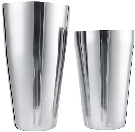 Boston Shaker Set, Set of 2 Stainless Steel Boston Drink Shaker Professional Metal Cocktail Shaker Martini Drink Mixer for Bartending (800/600ML)