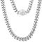KRKC&CO 12mm Herren Panzerkette mit rundem Kreuz Verschluss, Weißgold plattiert Cuban Link Chain, Edelstahl Miami Kubanische Gliederkette Silberkette, Halskette für Männer Jungen [Größe 61cm]