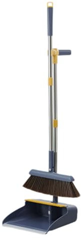 JBNCRYGD Broom and Dustpan Set - Long Handled Dustpan and Brush - 180 Degrees Rotatable Soft Broom Tall Dustpan Set | Indoor Outdoor Floor Cleaning Kit | Saving Space | New Home Essen-tials |,B