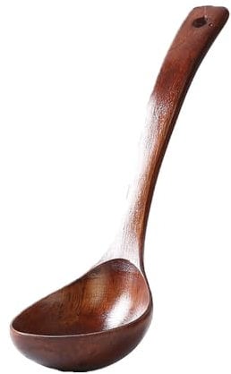 Wooden Ladle Spoon Set Long Handle Spoon Chinese Style Handcrafted Wooden Wood Soup Spoon Servin Spoon with Back HooksSpoon Set for Cooking Serving and Stirring