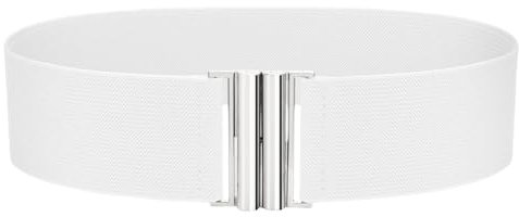 VONMELLI Breiter Elastischer Stretch Gürtel für Damen–Trimmer-Stretchgürtel, Retro Damen Taillengürtel Weiß S