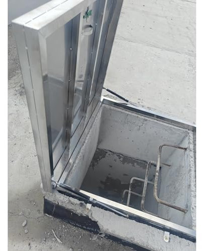 Schachtabdeckung 100 95 90 85 80 75 70 65 60 Cm Dachausstiegsabdeckung Dachfensterabdeckung, Silber Metall Witterungsbeständig Brunnen-Zugangs-/Ausstiegsluken-Abdeckungen(Inner 80x100cm/31.5x39.4in)