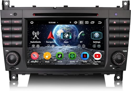 Erisin Android 16 Autoradio mit CD für Mercedes C-Klasse W203 CLC Klasse | 8-Kern 4GB+64GB Autoradio Bluetooth GPS Navi für Mercedes W203 C180 G-Klasse W463 7 CarPlay Android Auto DAB+ WiFi 4G Canbus