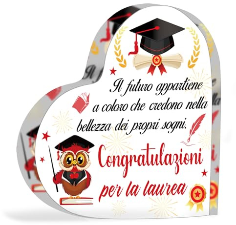 HOWAF Targa Cuore Decorativi Acrilico Placca Ornamenti Laurea - Congratulazioni per la Laurea, Regali per Laurea, Regalo Laurea Donna, Regalo Laurea Uomo, Gadget Laurea, Bomboniere Laurea, A