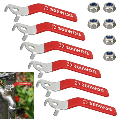 Tongdejing 6 Stück Edelstahl-Kugelhahn, Hebelgriff für Kugelhahn Das Loch Größe ist etwa 8x6mm Rated to 300WOG für Outdoor-Wasserhahn Ersatz Reparatur Schlauch Bib(Size:6 Stück)