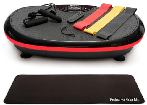 Bodi-Tek 4D Vibration Plate Exercise Machine, 7 Muscle Stimulating Program Modes, 120 Intensity Levels, 2 Resistance Cords & 3 Resistance Bands, 4D Movement, for Whole Body Workout