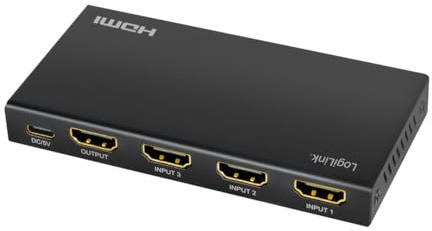 LogiLink HD0062 - HDMI-Switch 3x1-Port (3X Quellen auf EIN Monitor/TV), mit 4K/60 Hz Auflösung und Full 3D, HDCP, HDR, CEC, RC