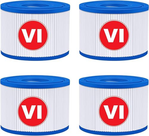 KGC VI Filtre pour Spa, VI Filtre Cartouche Piscine Filtrantes, Cartouche VI Filtrante- Compatible avec Bestway 58323E, Compatible avec Coleman Saluspa 90427E, Compatible avec Lay-Z-Spa (4PCS)