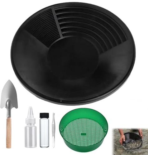 Gold Pan Kit,Setaccio per Oro,Vassoio di Plastica per la Ricerca Dell'oro,Classificatore D'oro,Vassoio Portatile per la Ricerca Dell'oro All'aperto,Attrezzatura per L'estrazione Dell'oro 38cm Tokaneit