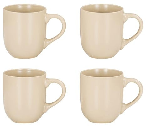 Juego de 4 tazas de gres, 300 ml, color beige y crema, tazas de café, diseño de arena, vajilla de cocina, bebidas calientes, café pott