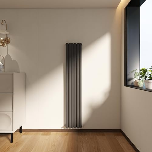 Vertical Designer Oval Column Radiator 1600x354mm Anthracite Double | Central Heating Rads,Wall Mounted Radiators,Modern Column Radiator,Suitable for Bathrooms, Living Rooms & Hallways