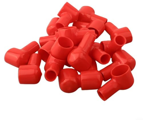 Lot de 20 cache-bornes de batterie isolants pour voiture, marine, commercial, sport motorisé, 12 x 20 mm, rouge