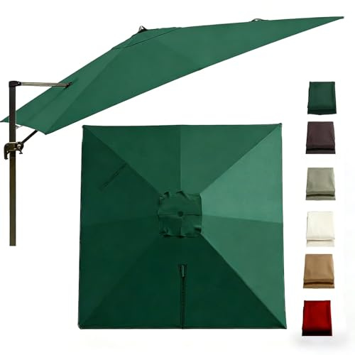 MMXYNXYD Toile Parasol Carré Remplacement 2.5x2.5/3x3/4x3m, pour Parasol Déporté 8 Baleines, Déperlante & Résiste Décoloration, Extérieur Jardin (Toile Seule)(Green,4x3m (13x10ft))