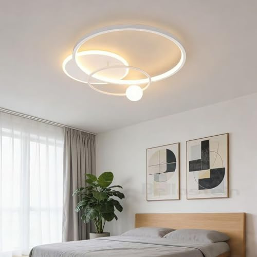 Bellastein led modern deckenleuchte dimmbar wohnzimmer deckenlampe,Gold Schlafzimmer mit Fernbedienung Dimmbar Modern Küchenlampe für Schlafzimmer Kinderzimmer Büro Esszimmer Hängelampe (weiß, B)