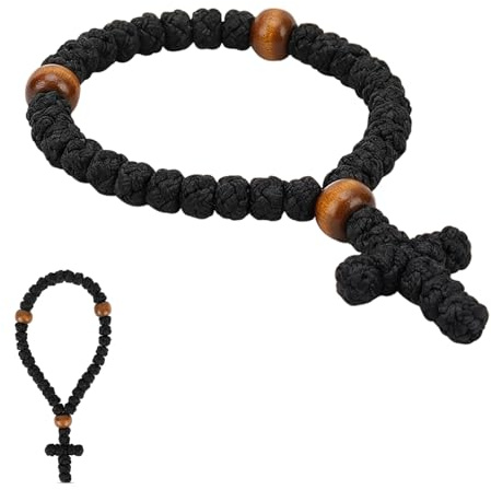 Orthodox Prayer Rope, Christian Prayer Beads Bracelet with Cross – Handmade Knot Rope Bracelet for Men Women, Protection Blessing Charm – Religious Gifts for Christians, Car Hanging or Home Travel