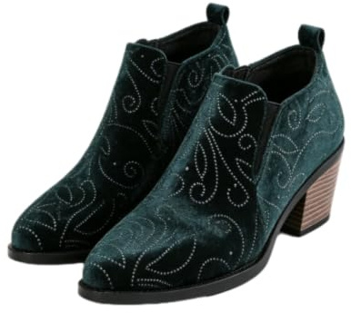 WINDEHAO Stivaletti da donna a punta con stampa leopardata, elastici, comodi, tacco medio, Chelsea casual, vintage, tacco basso, stivali da lavoro corti