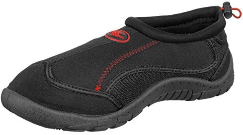 MFH Badeschuhe Neopren mit Kordelzug Strandschuh Badeschuh Schwimmschuh Surfschuhe Schwarz Größe 37-46 (45)