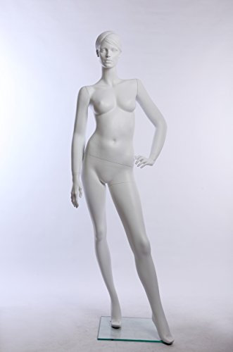 Abstrakt Hautfarbe in weiß matt stehend, EH-13-6 weibliche Schaufensterpuppe neu modellierte Frisur Gesicht schick modern (stehend, EH-13-6)