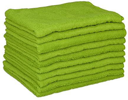 Relaxdays Mikrofasertücher 10er Set, 40x30 cm, saugfähiges Microfasertuch, Allzweckreinigung, waschbar, weich, grün