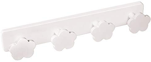 POIGNÉELINE Portemanteau Patère Mur Chambre bébé Nuages Blancas Bois laqué Base Plastique résine