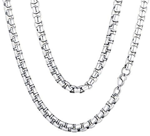 FaithHeart Collana Uomo Catene Personalizzate Collana a Catena Robusta in Acciaio Inossidabile Steampunk Hiphop Catena d'Argento Spessa in Oro Corda Nera Catena da Collo in Metallo Varie Lunghezze